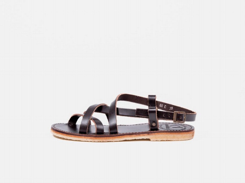 Women\'s Duckfeet Bornholm Sandals Black Brown | OAY499ZE